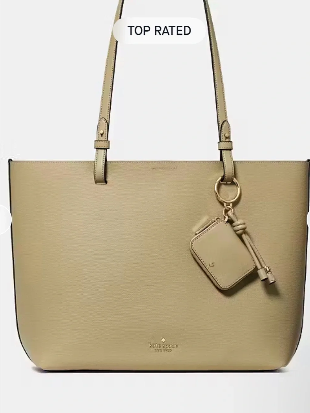 NWT- kate spade Olive-Tone Leather Tote with Charm Pouch